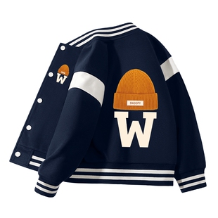 史努比童装男童外套春秋款潮酷男大童上衣2026新款夹克儿童棒球服