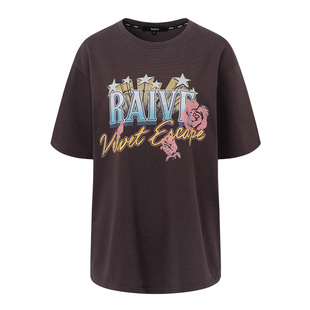 RAIVE2026春冬新款宽松logo印花韩系低饱和配色复古圆领短袖T恤