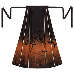 竹烟故里丨一城风絮丨夏季真丝红云纱新中式马面复古国风印染半裙