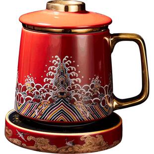 容山堂瑞鹤图竹制茶盘彩绘雕刻小茶台大干泡盘储水式创意茶席茶具