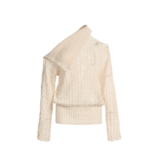 【现货】CELLO SONATA 26SS 镂空网格针织斜肩套头毛衣 DOUBLEBOO