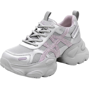 千百度老爹鞋女春季新款厚底增高鞋子亮钻ins时尚百搭休闲运动鞋