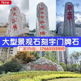 石雕庭院公园广场村牌地标石景观石刻字大型泰山石天然原石雪浪石