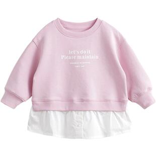 【空气层】马克珍妮女童时尚假两件拼接卫衣外套春装新款240281