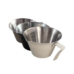 咖啡萃取杯咖啡杯不锈钢意式浓缩杯木柄玻璃杯带刻度奶盅