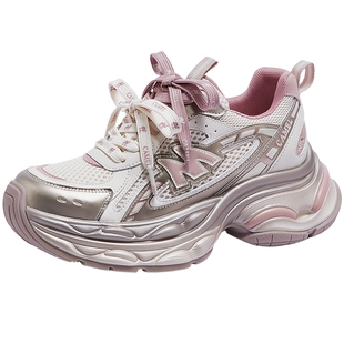 【李柯以同款】骆驼银河3代老爹鞋2026春厚底增高网面休闲运动女