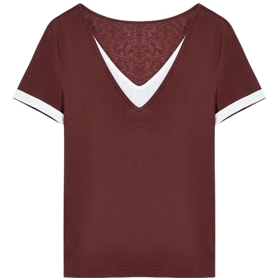 秋水伊人短袖通勤百搭撞色