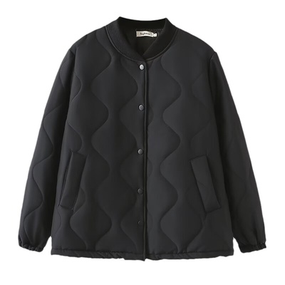 大版棒球服格纹压线棉服