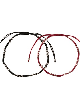 素图女本命年手工编绳手链925银