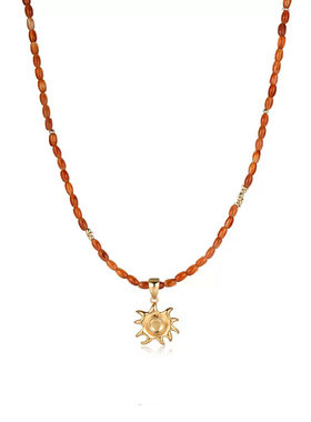 LAZY CIRCLES珍珠太阳项链女法式复古吊坠锁骨链日常百搭配饰