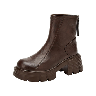 达芙妮7CM厚底马丁靴女2026年新款爆款女鞋秋冬加绒百搭瘦瘦短靴