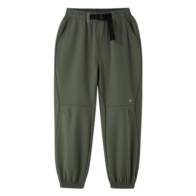 安奈儿童装男童裤子2025冬新款加绒保暖弹力防风厚款宽松束脚卫裤