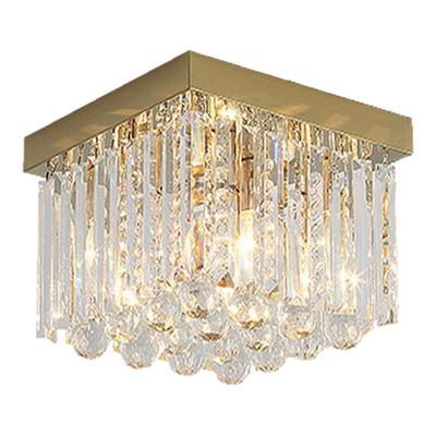 金色后现代风奢华方形门厅水晶灯