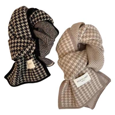 千鸟格围巾秋冬季女高级感百搭