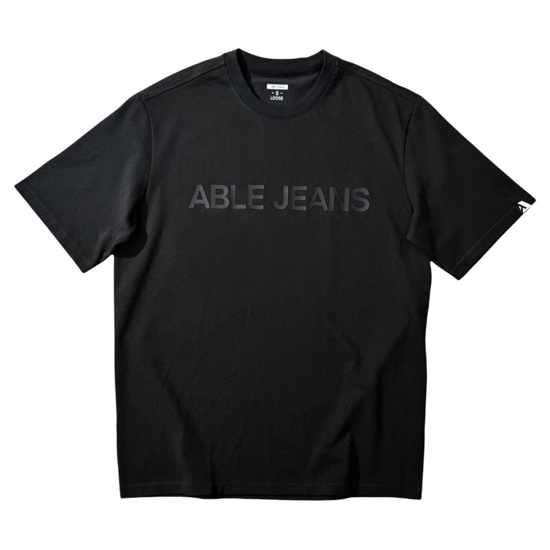 重磅ABLEJEANS落肩宽松黑色T恤