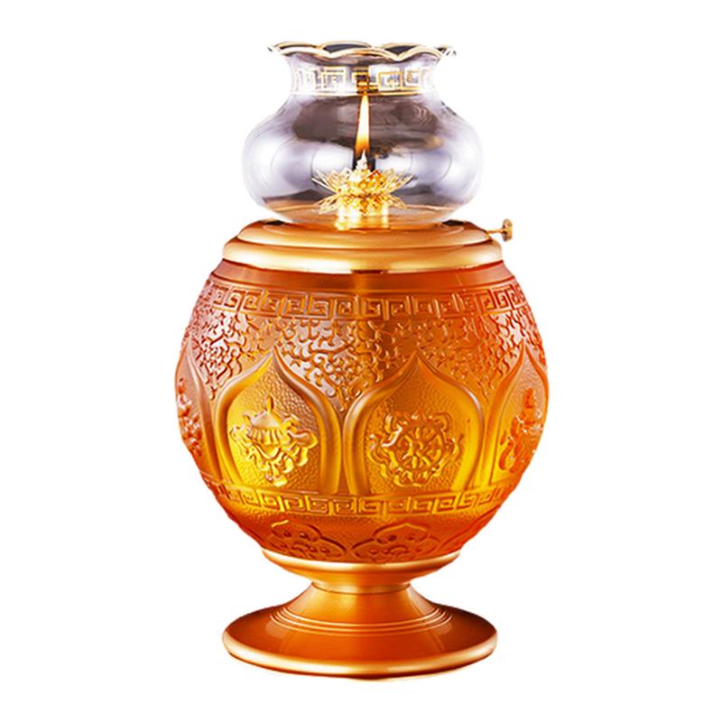 琉璃防风供灯八吉祥莲花酥油灯