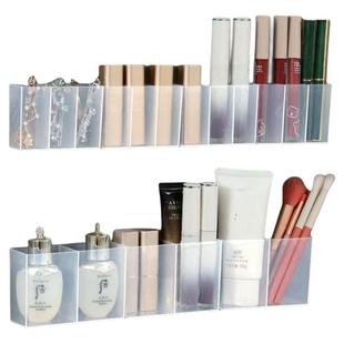 三分格收纳盒浴室壁挂免打孔化妆品置物架分隔盒透明收纳架