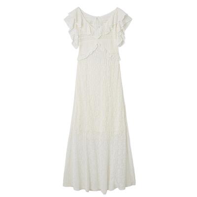 LILYBROWN荷叶边露背修身连衣裙