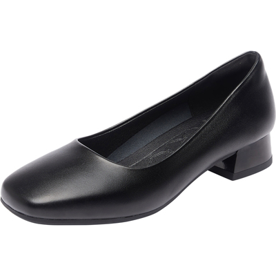 “亮跟”3cm软底软皮方头工作鞋