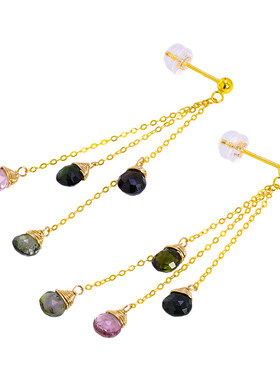 若华珠宝锦绣彩色碧玺耳环18k
