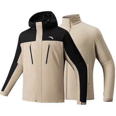 安踏三合一冲锋衣男2025冬季摇粒绒内胆防泼水两件套夹克上衣男款