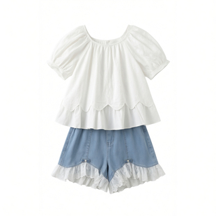 女童夏装夏季套装小女孩衣服儿童装潮女款2026新款两件套牛仔裤薄