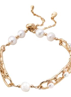 新中式国风高级感梅花天然珍珠手链女小众轻奢气质长耳环复古手镯