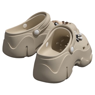 松糕厚底洞洞鞋女夏季外穿2026新款时尚百搭包头踩屎感凉拖鞋女士