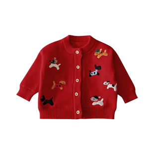 婴幼儿周岁套装春季宝宝分体衣服新款毛衣裤子一整套婴儿满月春装