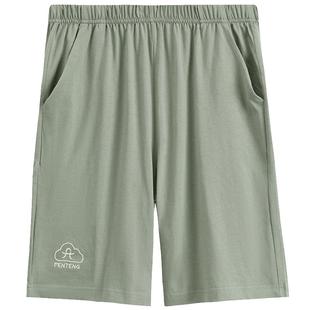 芬腾男士睡裤夏季纯棉薄款五分裤短裤青年休闲宽松全棉家居裤单裤