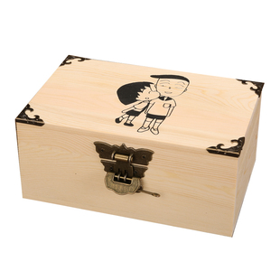 桌面收纳盒带锁首饰证件储物盒子木质密码书信礼物收藏带盖小箱子