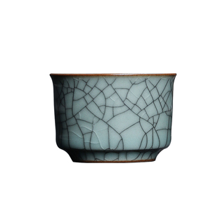 青瓷功夫茶杯龙泉哥窑冰裂陶瓷主人杯单杯马蹄品茗杯子家用茶碗盏