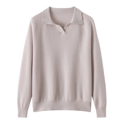 2025秋冬新款100%纯山羊绒套衫男翻领毛衣纯色百搭休闲针织打底衫