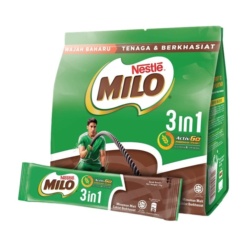马来西亚进口雀.巢美禄Milo三合一可可粉热巧克力粉牛奶冲饮462g