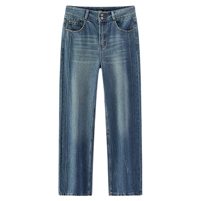 森马舒适分割做旧阔腿牛仔裤女