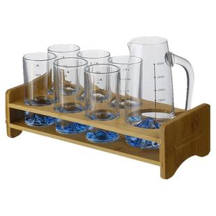 二两蓝山白酒杯家用套装创意冰山水晶玻璃分酒器刻度轻奢高档酒具