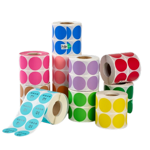 卷装圆点标签彩色铜版纸不干胶标签打印纸月份标签手写数字楼层房号标贴纸绿色环保标签定制印刷GP ROHS贴纸