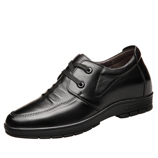 老人头内增高皮鞋男6cm软底真皮透气商务休闲男鞋小码加绒保暖春