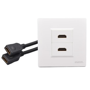 双口HDMI面板86型多媒体高清数字电视2.0版HDMI插座带延长线面板