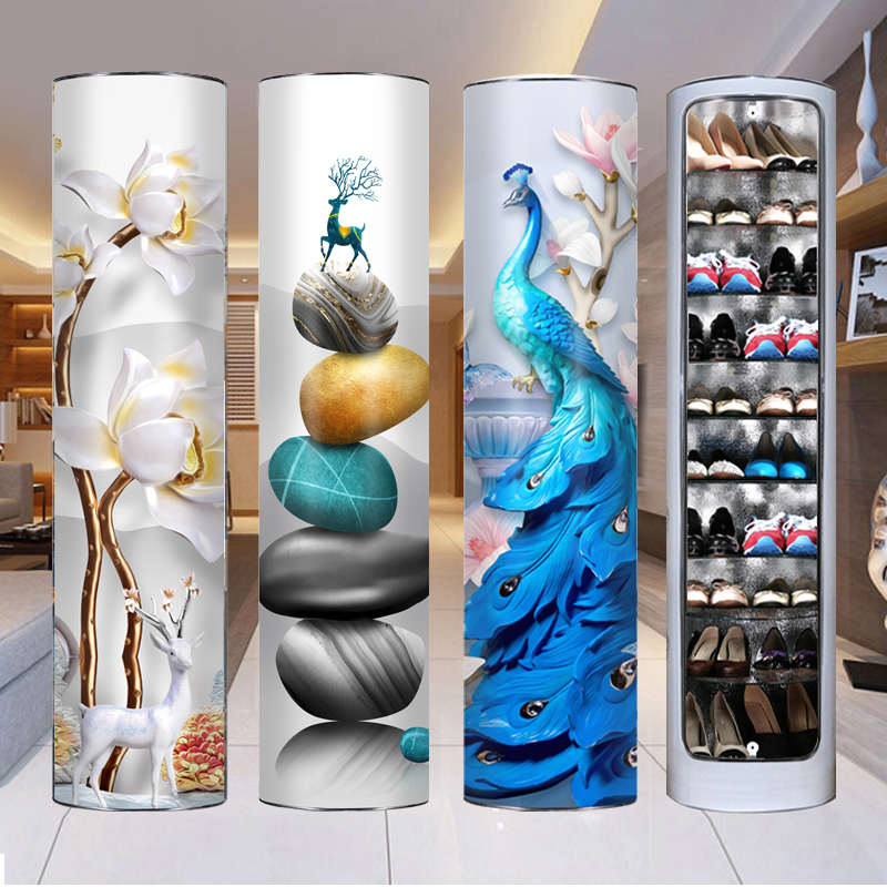 新款2025爆款 360度旋转鞋柜收纳柜家用门口鞋架杀菌消毒圆形圆柱