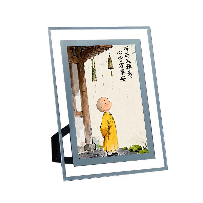 中式禅意小和尚玻璃相框摆台画