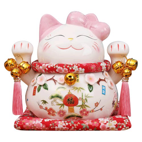 日本招财猫摆件14寸特大号储钱罐存钱罐陶瓷店铺开业家居创意礼品