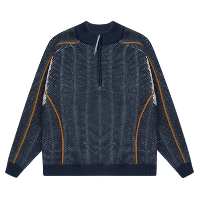 roaringwild条纹半拉链毛衣