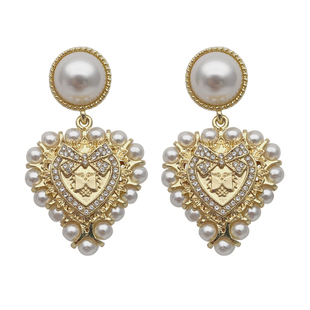 耳边铛256巴洛克纯银针爱心珍珠耳环少女蝴蝶结闪钻耳钉复古耳夹