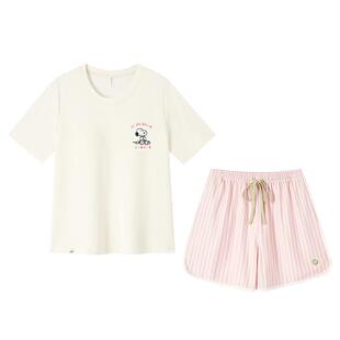 史努比可爱睡衣女款夏季2026新款纯棉夏家居服带胸垫短袖套头夏天