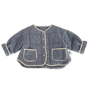 男童夹棉外套轻薄纯棉2026新款早春宝宝无领棉衣女童儿童二棉棉服