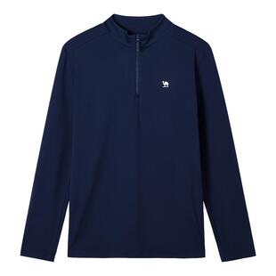 骆驼男装除臭速干长袖t恤男春季2026新款半拉链立领打底衫上衣