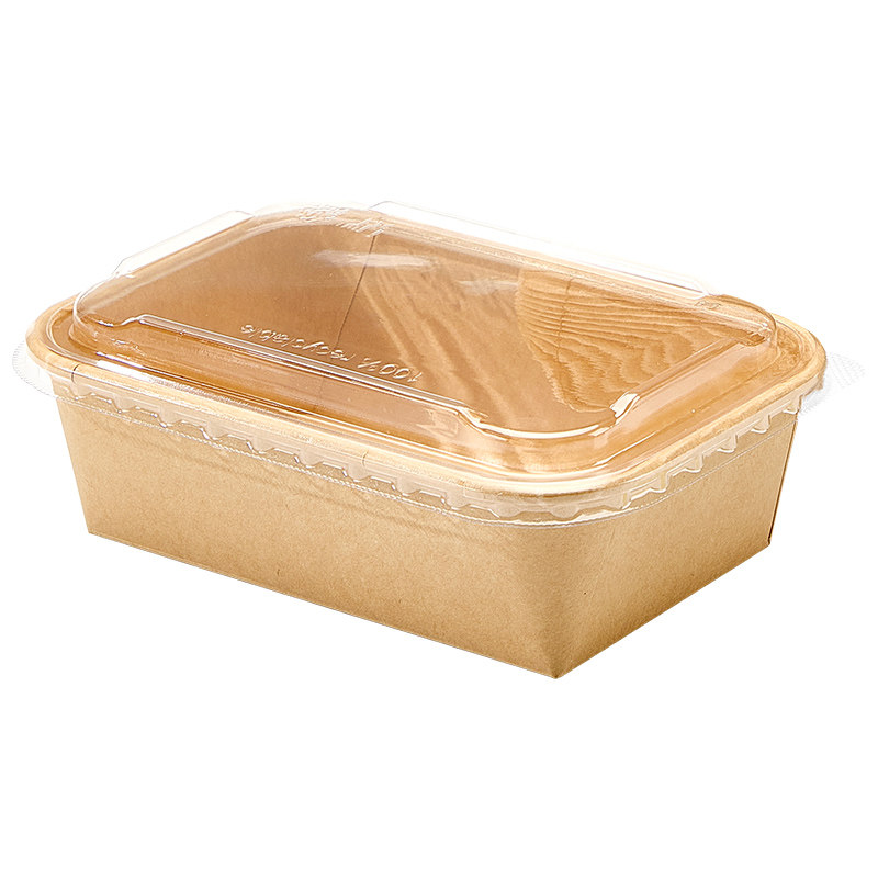 食品级牛皮纸餐盒可微波炉加热一次性饭盒打包盒带盖饭碗野餐盒子