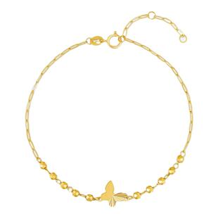 周大生黄18K金蝴蝶手链玫瑰金蹦迪珠手串彩金手饰三八妇女节礼物