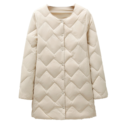 春秋冬季新款轻薄羽绒服女中长款配大衣内搭叠穿羽绒内胆无领90绒